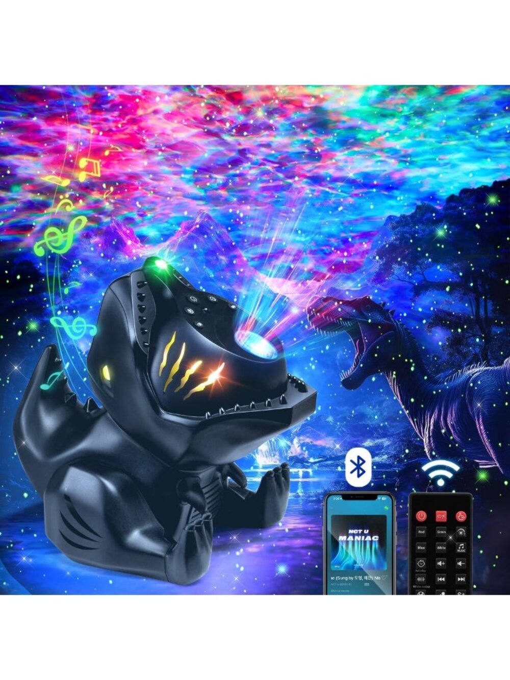 Dinosaur Night Light Projector & Sound Machine for Babies | Bluetooth, Remote